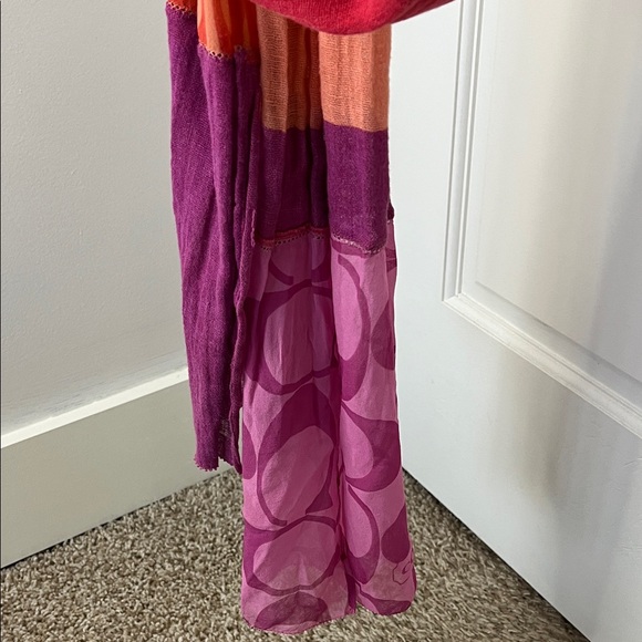 Coach Pink Purple Orange Creme & Brown Colorway Patchwork Scarf - Picture 4 of 16